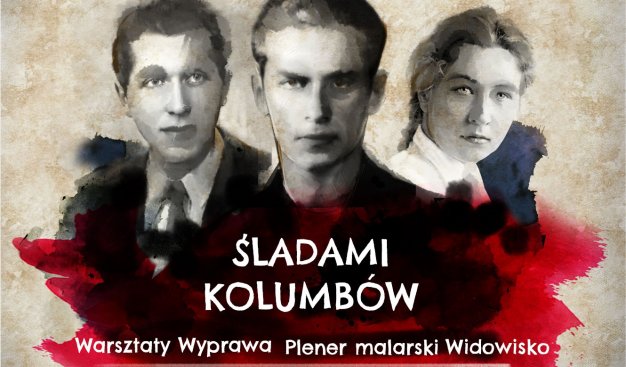 Grafika przedstawiająca trzy osoby: Gajcy, Baczyński, Mursażówna